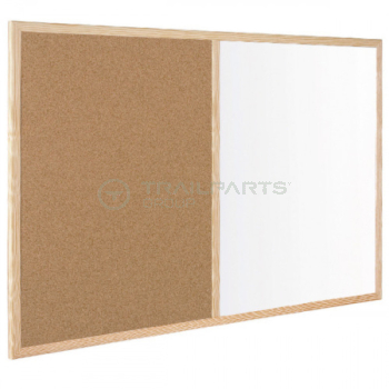 Cork pin/dry wipe board in pine frame 600 x 400mm