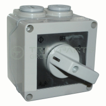 240V 16A 2 pole on-off-on changover switch c/w enclosure
