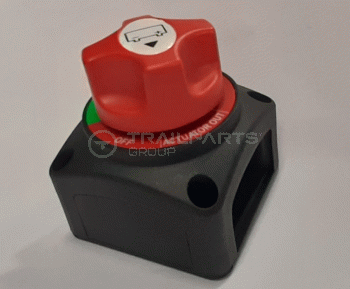 Battery isolator switch with red control knob