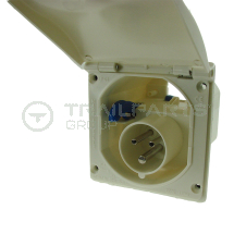 Flush fit 240V inlet socket IP44 16A white