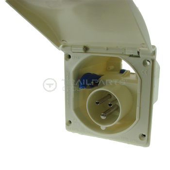 Flush fit 240V inlet socket IP44 16A white