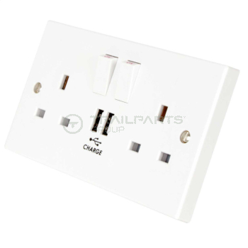 Socket switched double with USB 13A