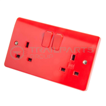 Socket switched double red 13A DP