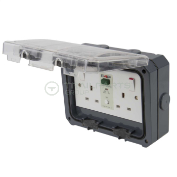 Socket double 240V/13A IP66 with RCD protection