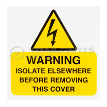 Warning isolate elsewhere sticker 75 x 75mm (x10)