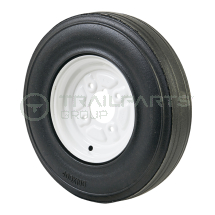 Wheel and tyre assembly 400mm diameter c/w solid tyre 4inch PCD