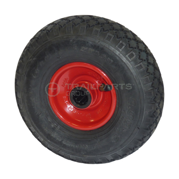Wheel and tyre assembly steel 3.00 - 4Inch 4 ply c/w 1Inch bore