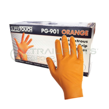 Powder-free HD orange nitrile diamond gloves Large(x 100)