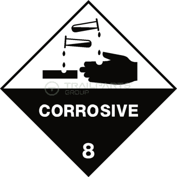 Hazard warning diamond sticker Corrosive 100 x 100mm