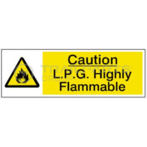 Caution LPG higly flammable sticker 200 x 67.5mm