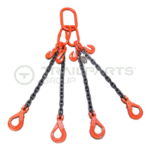 Lifting chains 4 leg 10mm link sz10 safety hook/grab 6.25t 6