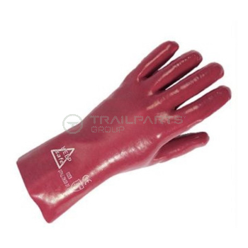 Red PVC contract forearm gloves large (x12 pairs)
