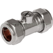Chrome plated isolated ball valve 15mm compression