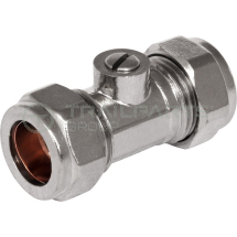Chrome plated isolated ball valve 15mm compression