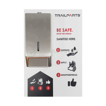 Wall mounted sanitisation station stainless steel